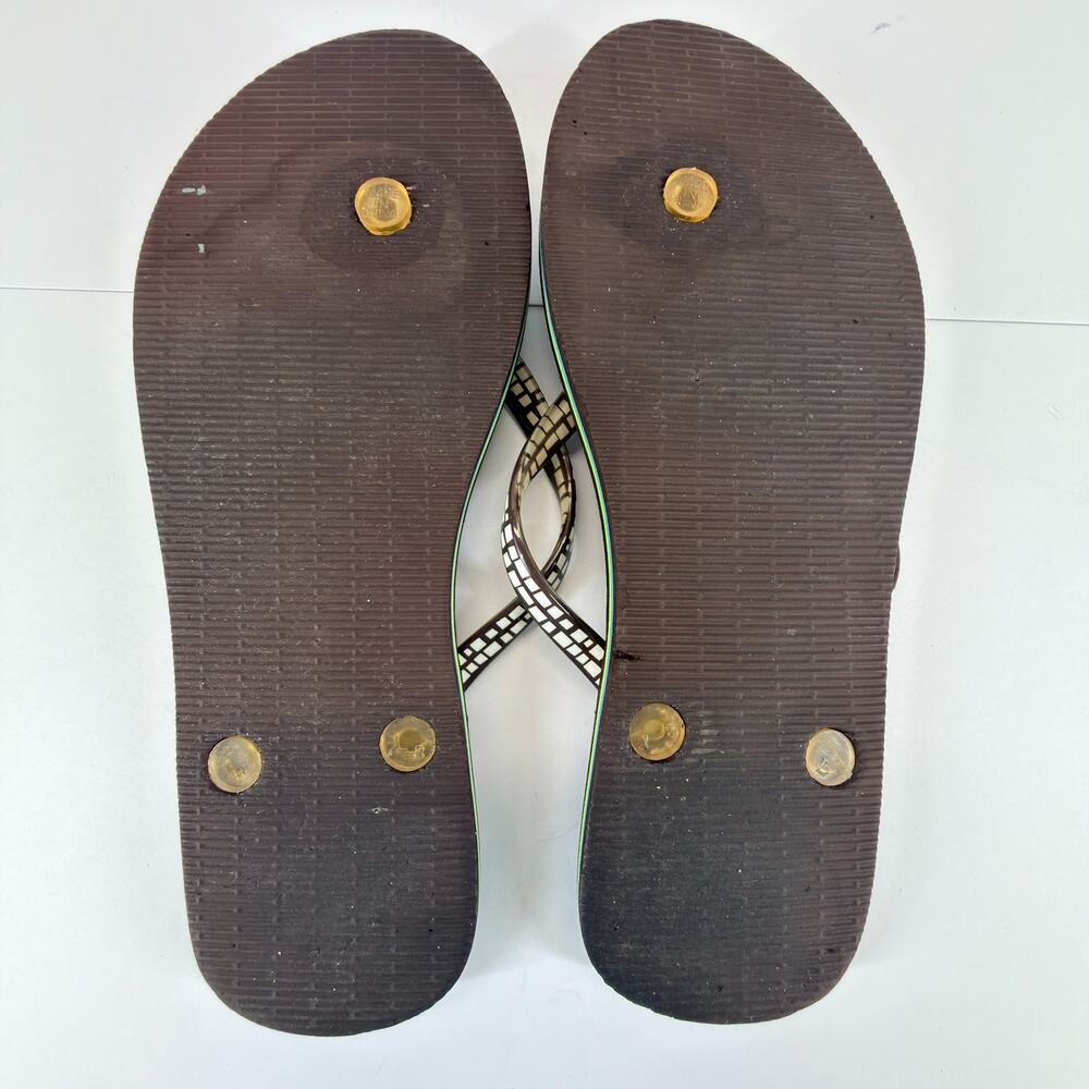 Vera Bradley Flip Flops Women Size 7/8 Geometric Blue Green Pattern Summer Beach - Picture 5 of 8